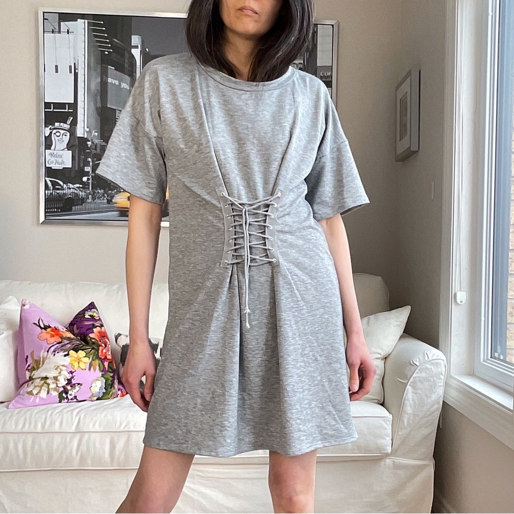 Soft t shirt dress with corset